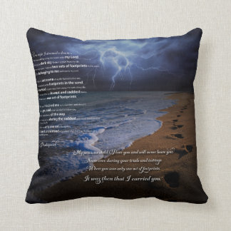 Footprints in the Sand Poem Cushion
