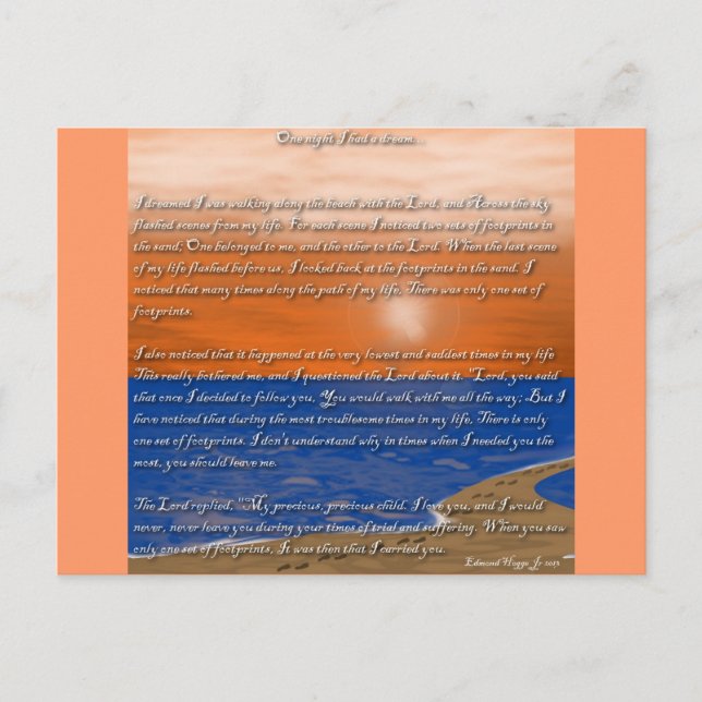 Footprints in the Sand Poem Postcard (Front)
