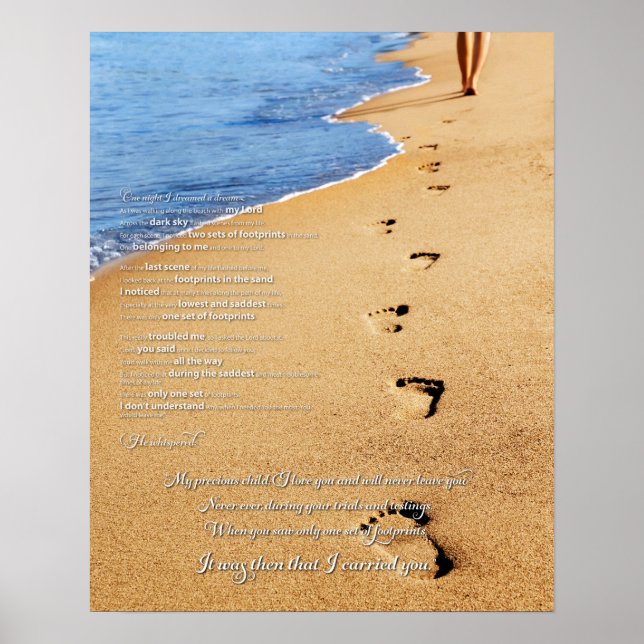 Footprints in the Sand Poem Poster (Front)