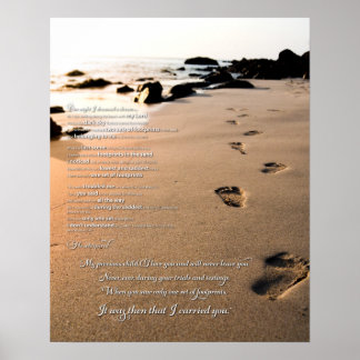 Footprints in the Sand Poem Poster