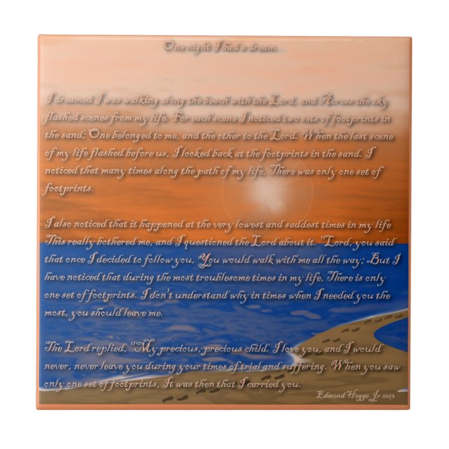 Footprints in the Sand Poem Tile (Front)