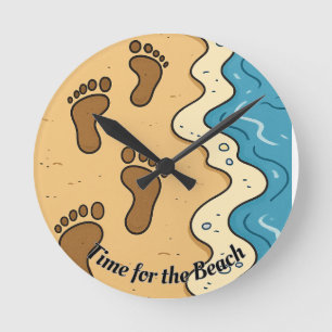 Footprints in the sand round clock