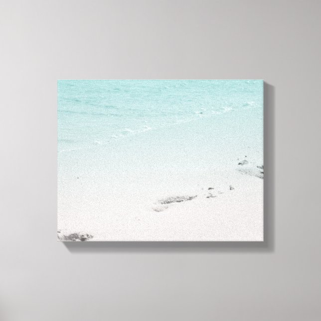 Footprints in the Sand with Ocean on the Beach Canvas Print (Front)