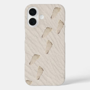 Footprints In Windswept Beach Sand  iPhone 16 Case