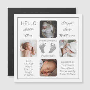 Footprints Magnetic Photo Birth Announcement