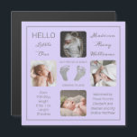 Footprints Magnetic Photo Birth Announcement<br><div class="desc">Create a birth announcement that is as unique as your precious child with this "Hello Little One" four photo design featuring your baby's name, birth statistics, parents and siblings' names. In the centre are two template lines for your personal message or you can use ours. This messaging is on top...</div>