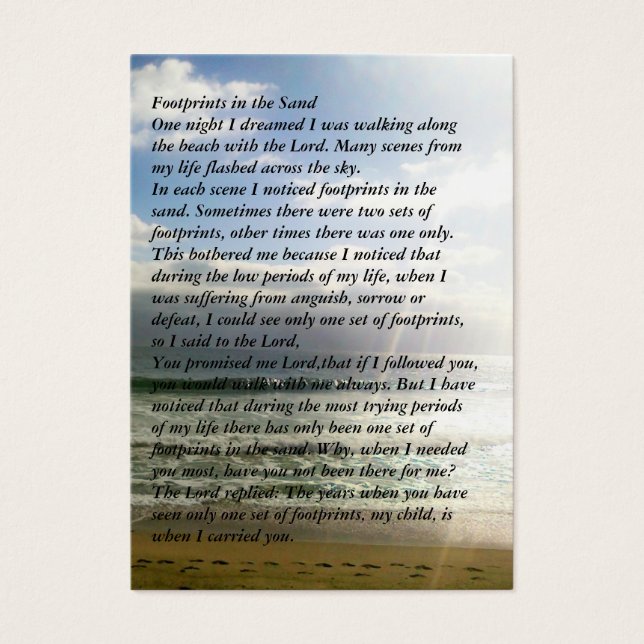 Footprints Memorial Prayer Card (Front)