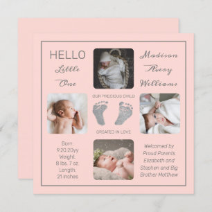 Footprints Multiple Photo Birth Announcement