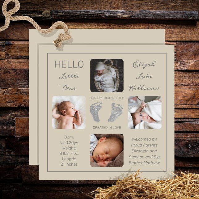 Footprints Multiple Photo Birth Announcement (Creator Uploaded)