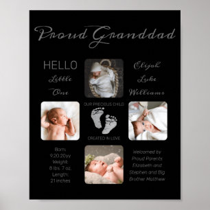 Footprints Multiple Photo Birth Keepsake Granddad  Poster