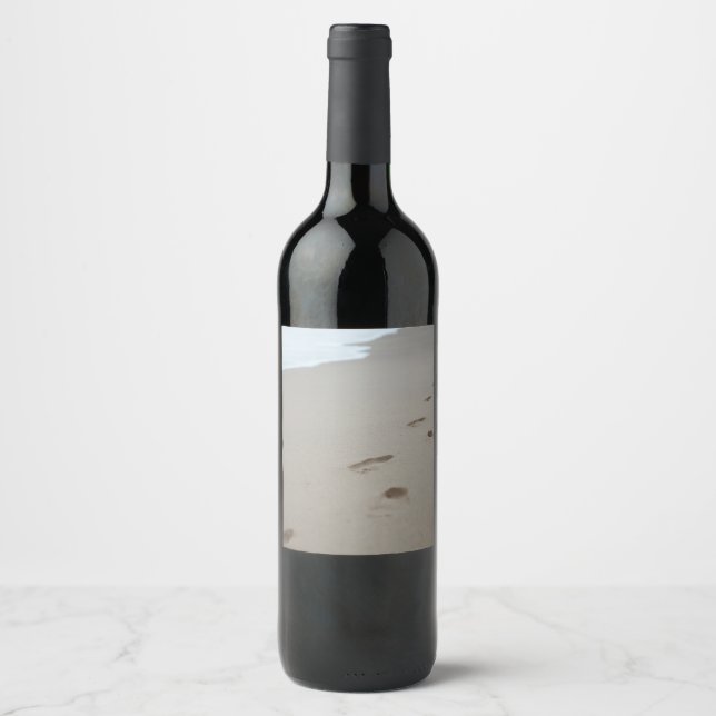 Footprints on a Mozambiqan beach Wine Label (Front)