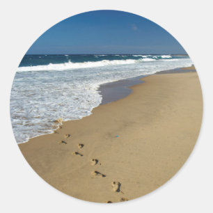 Footprints On Beach, Mabibi, Thongaland Classic Round Sticker