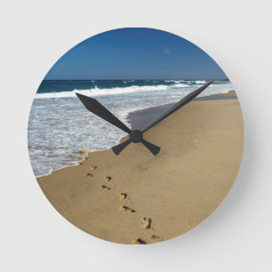 Footprints On Beach, Mabibi, Thongaland Round Clock
