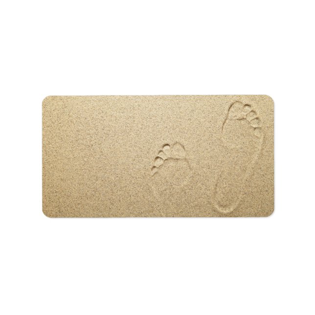 Footprints On Sandy Beach Background Label (Front)