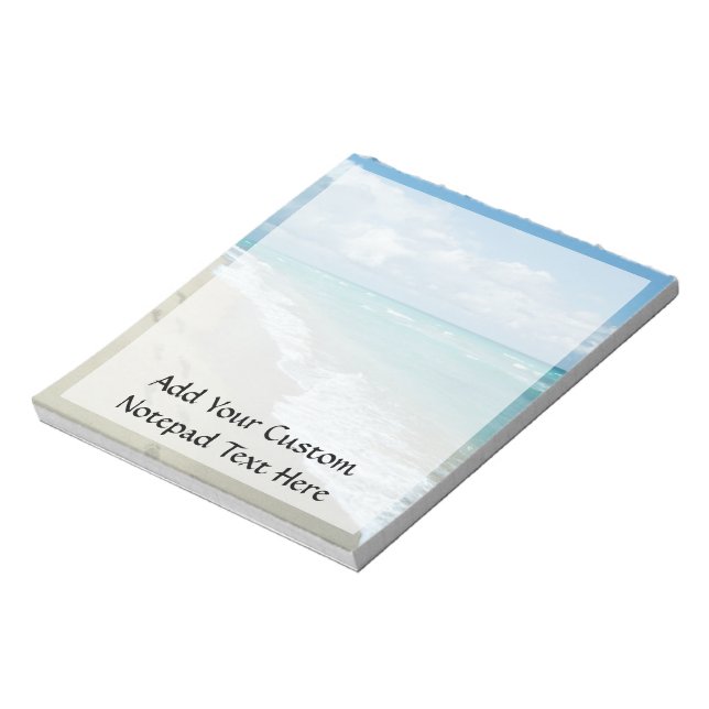 Footprints on White Sandy Beach, Scenic Aqua Blue Notepad (Rotated)