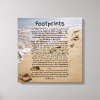 Footprints Prayer Biblical Sand Canvas Wall Art