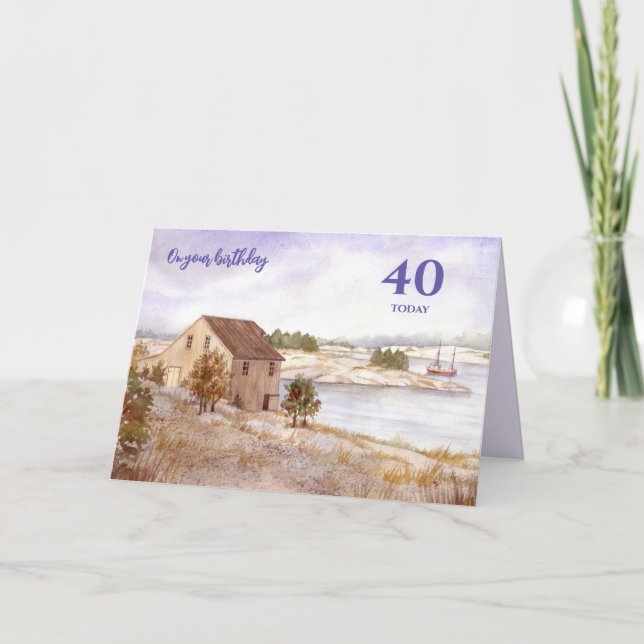 For 40th Birthday Fisherman House Norway Card (Front)