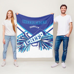 For a Cheerleader 📣 - Baby Blue, White & Blue Fleece Blanket