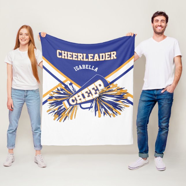 For a Cheerleader 📣 - Blue, Gold & White 2 Fleece Blanket (In Situ)