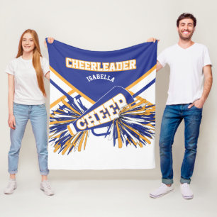 For a Cheerleader 📣 - Blue, Gold & White Fleece Blanket