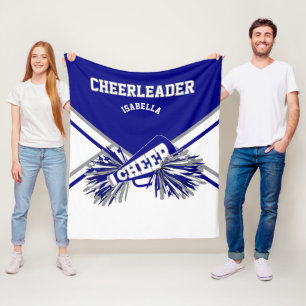For a 📣 Cheerleader - Blue, Grey & White Fleece Blanket