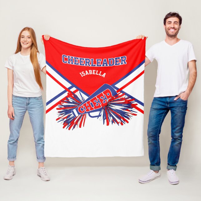 For a Cheerleader 📣 - Blue, White & Red 2 Fleece Blanket (In Situ)
