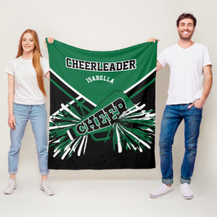 For a Cheerleader 📣 - Dark Green, White & Black Fleece Blanket