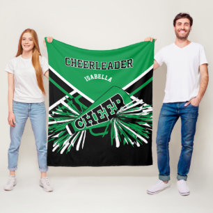 For a Cheerleader - Green, White & Black Fleece Blanket