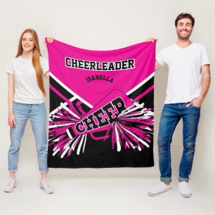 For a Cheerleader 📣 - Hot Pink, White & Black Fleece Blanket