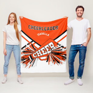 For a Cheerleader 📣 - Orange, Black & White Fleece Blanket