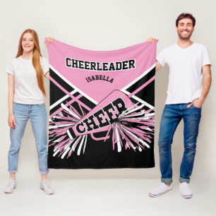 For a Cheerleader 📣- Pink, White & Black Fleece Blanket