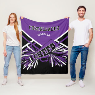 For a 📣 Cheerleader - Purple, White & Black Fleece Blanket
