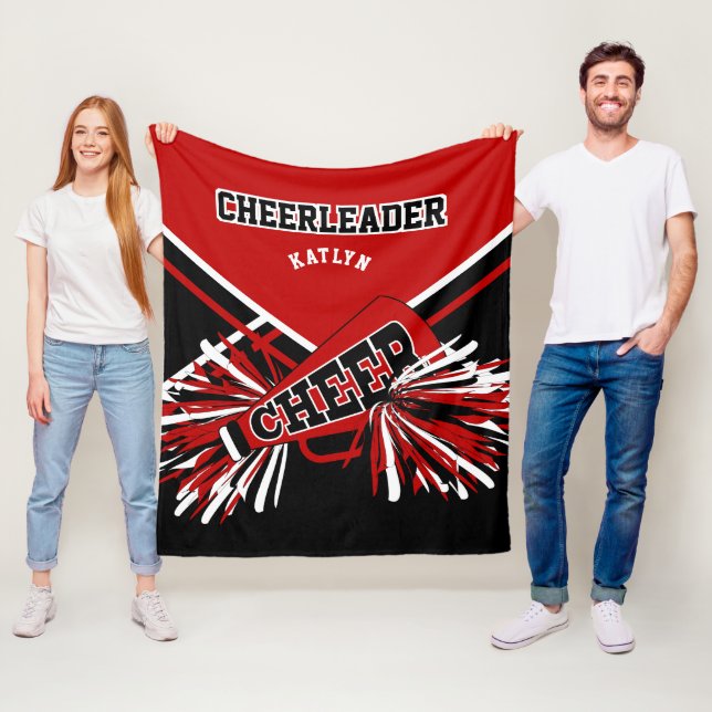 For a 📣 Cheerleader - Red, Black & White - Custom Fleece Blanket (In Situ)