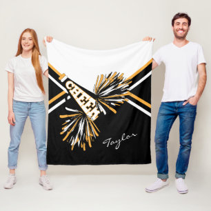 For a Cheerleader 📣 - White, Gold & Black - Small Fleece Blanket