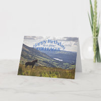 For a colleague, horse and landscape birthday card