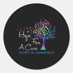 For A Cure Alopecia Awareness Tree Ribbon Classic Round Sticker