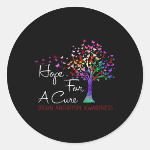For A Cure Brain Aneurysm Awareness Tree Ribbon  Classic Round Sticker