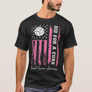 For A Cure Breast Cancer Awareness Ribbon Volleyba T-Shirt