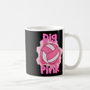 For A Cure Breast Cancer Awareness Volleyball Pink Coffee Mug