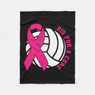 For A Cure Breast Cancer Awareness Volleyball Pink Fleece Blanket