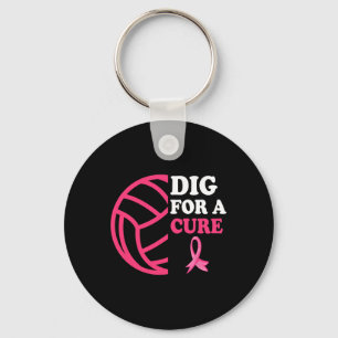 For A Cure Breast Cancer Awareness Volleyball Pink Key Ring