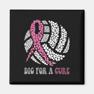 For A Cure Breast Cancer Dot Style Volleyball Pink Magnet