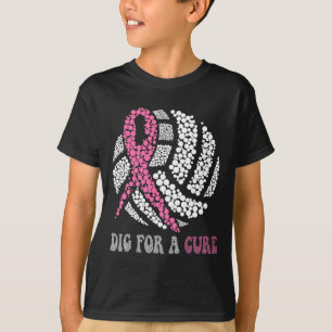 For A Cure Breast Cancer Dot Style Volleyball Pink T-Shirt