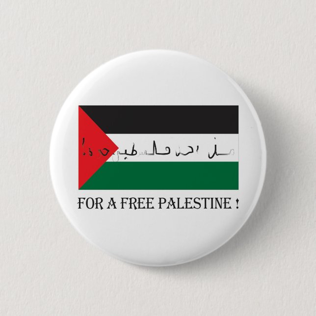 For a free palestine! 6 cm round badge (Front)