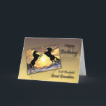 For a great grandson, a Birthday card with horses<br><div class="desc">Two black stallions rearing at each other with a glorious sunset in the background. A great card for a horse lover.</div>