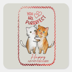 For a Purrfect couple on anniversary Square Sticker
