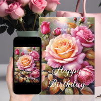 For a Special Friend Pink Yellow Roses Birthday