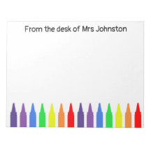 For a teacher, wax crayons, from the desk of,