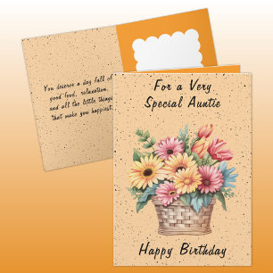 For a very special auntie flowers orange birthday card