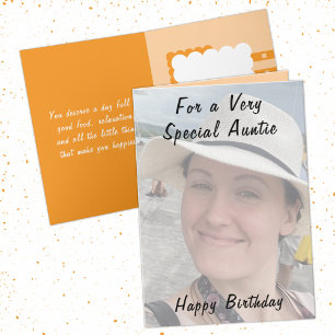 For a very special auntie photo orange birthday card